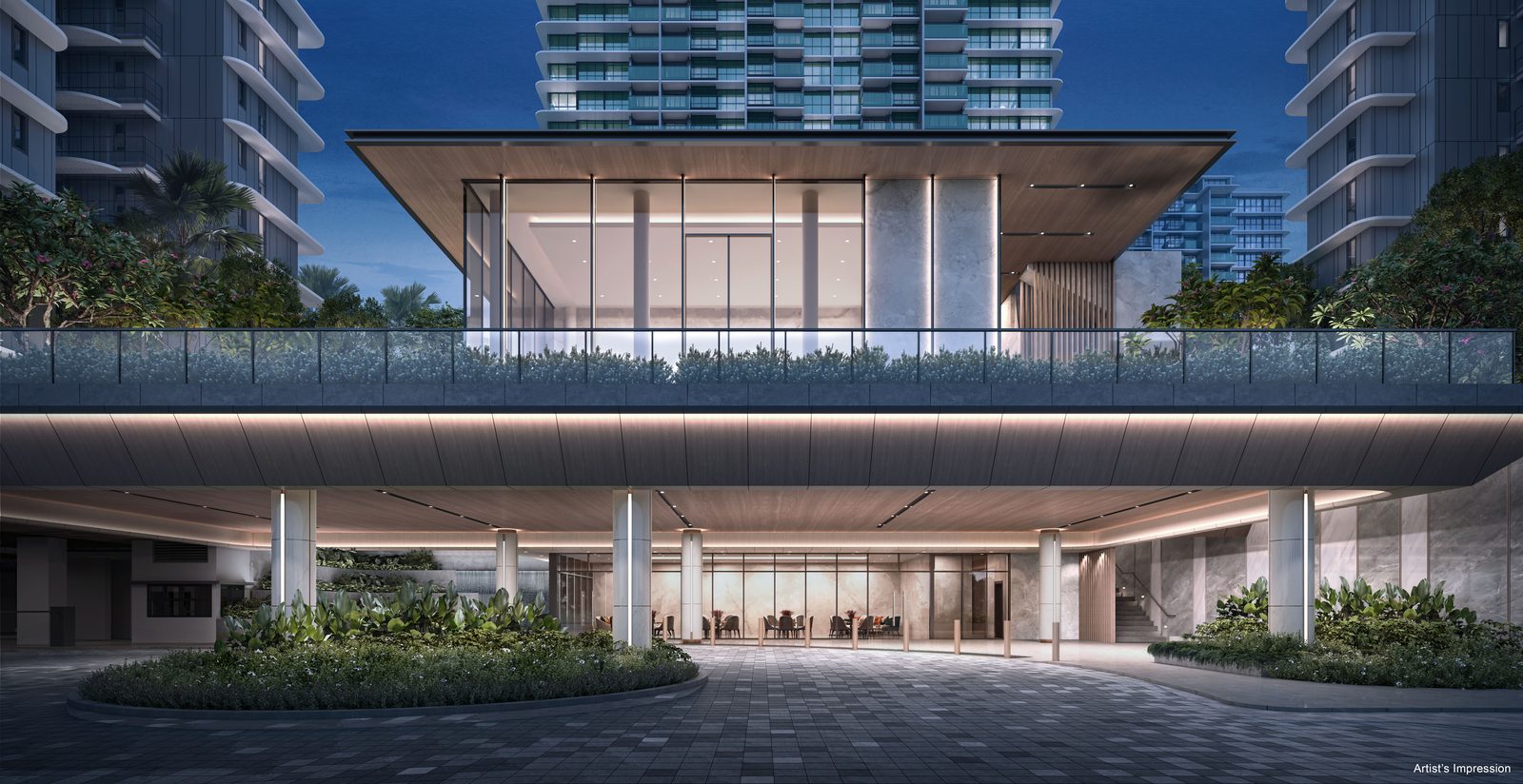 Chuan Park arrival courtyard and clubhouse — artist's impression