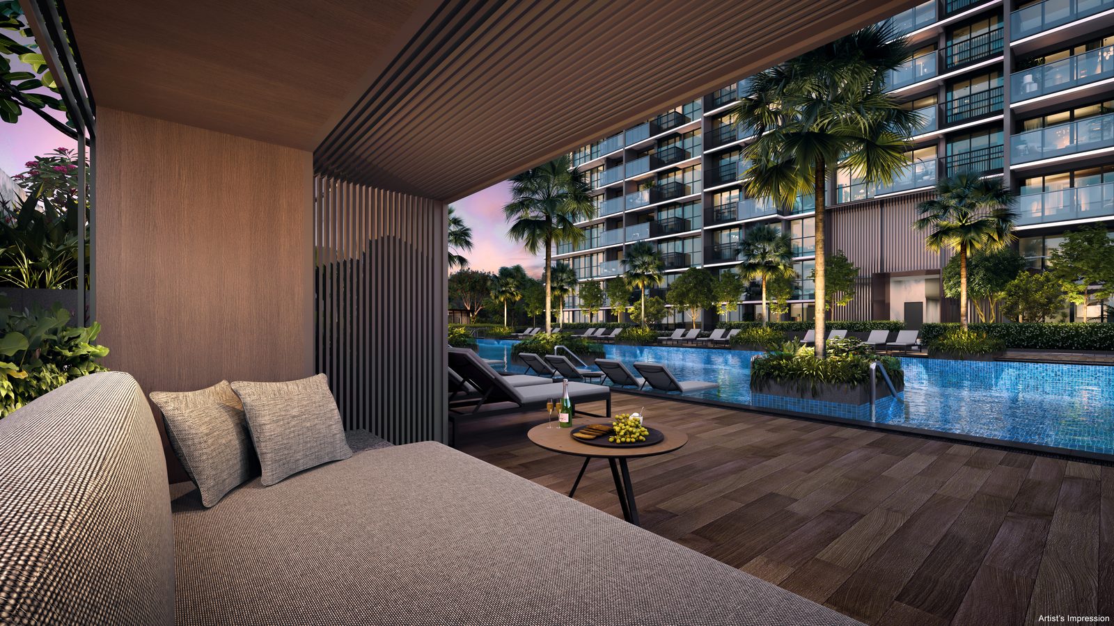 Poolside cabana at Chuan Park — artist's impression