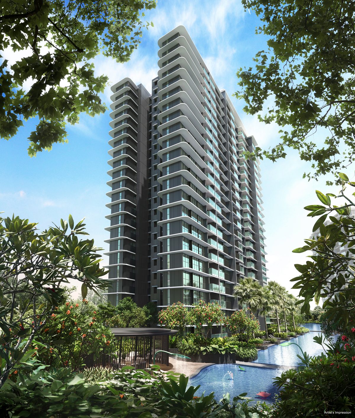 Chuan Park tower amidst lush greenery — artist's impression