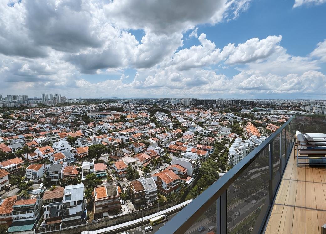 Panoramic view over the Serangoon landed estate from an upper floor